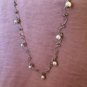 Delicate Pearl & Silver plated necklace